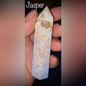 Blue peach and white Jasper crystal tower